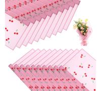 sourcing map Flower Wrapping Paper, 22 Inch Light Pink Cherry Korean Flower Paper, Waterproof Floral Bouquet Wrap for DIY Crafts Florist Supplies Wedding Birthday Gift, 20 Sheets 56x55cm
