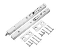 sourcing map Flush Bolt, 10-inch 304 Stainless Steel Security Door Guard Lever Action Latch Slide Lock 2Pcs, Silver