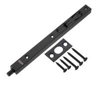 sourcing map Flush Bolt, 10-inch 304 Stainless Steel Security Door Guard Lever Action Latch Slide Lock, Black