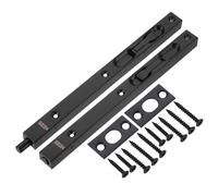 sourcing map Flush Bolt, 10-inch 304 Stainless Steel Security Door Guard Lever Action Latch Slide Lock 2Pcs, Black