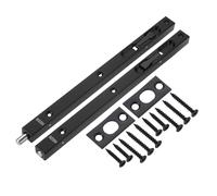 sourcing map Flush Bolt, 12-inch 304 Stainless Steel Security Door Guard Lever Action Latch Slide Lock 2Pcs, Black