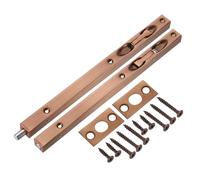 sourcing map Flush Bolt, 12-inch Stainless Steel Security Door Guard Lever Action Latch Slide Lock 2Pcs, Red Bronze