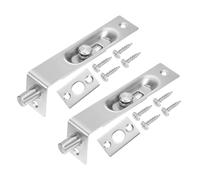 sourcing map Flush Bolt 4" x 0.87" French Door Lock Stainless Steel Concealed Slide Double Door Latch for Wood Composite Double Door Silver, Pack of 2