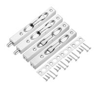 sourcing map Flush Bolt, 6-inch Stainless Steel Security Door Guard Lever Action Latch Slide Lock 4Pcs, Silver