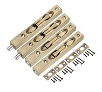 sourcing map Flush Bolt, 6-inch Stainless Steel Security Door Guard Lever Action Latch Slide Lock 4Pcs, Bronze