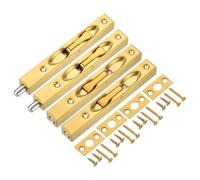 sourcing map Flush Bolt, 6-inch Stainless Steel Security Door Guard Lever Action Latch Slide Lock 4Pcs, Gold