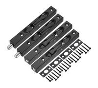 sourcing map Flush Bolt, 6-inch Stainless Steel Security Door Guard Lever Action Latch Slide Lock 4Pcs, Black