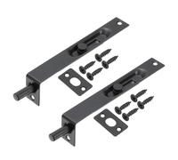 sourcing map Flush Bolt 6 x 0.87 Inch Solid Brass Door Flush Bolt for Double Door Concealed Slide Lock Latch Stainless Steel for Wood Sliding Doors Cupboard Cabinet, Black, Pack of 2