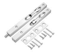 sourcing map Flush Bolt, 8-inch 304 Stainless Steel Security Door Guard Lever Action Latch Slide Lock 2Pcs, Silver