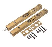 sourcing map Flush Bolt, 8-inch Stainless Steel Security Door Guard Lever Action Latch Slide Lock 2Pcs, Gold Bronze