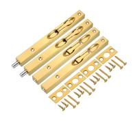 sourcing map Flush Bolt, 8-inch Stainless Steel Security Door Guard Lever Action Latch Slide Lock 4Pcs, Gold