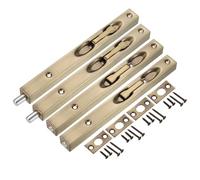 sourcing map Flush Bolt, 8-inch Stainless Steel Security Door Guard Lever Action Latch Slide Lock 4Pcs, Bronze