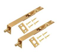 sourcing map Flush Bolt 8" x 0.87" French Door Lock Stainless Steel Concealed Slide Double Door Latch for Wood Composite Double Door Gold, Pack of 2