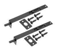 sourcing map Flush Bolt 8 x 0.87 Inch Solid Brass Door Flush Bolt for Double Door Concealed Slide Lock Latch Stainless Steel for Wood Sliding Doors Cupboard Cabinet Black, Pack of 2