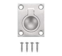 sourcing map Flush Ring Pull, 1.97 x 1.57 Inch 304 Stainless Steel Lifting Ring Pull Handle Square Recessed Door Pulls with Screws for Cupboard Drawer Boat, Silver