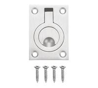sourcing map Flush Ring Pull, 2.56 x 1.81 Inch 304 Stainless Steel Lifting Ring Pull Handle Square Recessed Door Pulls with Screws for Cupboard Drawer Boat, Silver