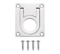 sourcing map Flush Ring Pull, 2.56 x 2.17 Inch 304 Stainless Steel Lifting Ring Pull Handle Square Recessed Door Pulls with Screws for Cupboard Drawer Boat, Silver