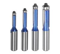 sourcing map Flush Trim Router Bit 1/2" Shank 1/4" 5/16" 3/8" 1/2" Dia Top Bearing Flush Straight Cut Trimming Router Bits Carbide for Particle Board Plywood MDF, Silver Blue