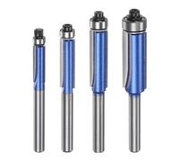 sourcing map Flush Trim Router Bit 1/4" Shank 1/2" 3/8" 5/16" 1/4" Dia Top Bearing Flush Straight Cut Trimming Router Bits Carbide for Particle Board Plywood MDF, Silver Blue
