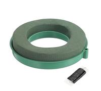 sourcing map Foam Mud Block Ring Flower Foam Ring with Suction Cup 15CM Green Black Car Flower Mud for Holiday Decoration Wedding Car Decor