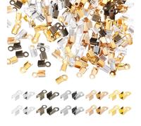 sourcing map Fold Over Cord End Crimps, 0.35 x 0.16 Inch Metal Ribbon Crimp End Caps Clasp Tips for DIY Leather Bracelet Jewelry Craft Connectors, Colorful, Pack of 1000