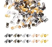 sourcing map Fold Over Cord End Crimps, 0.35 x 0.16 Inch Metal Ribbon Crimp End Caps Clasp Tips for DIY Leather Bracelet Jewelry Craft Connectors, 5 Color, Pack of 1000