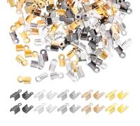sourcing map Fold Over Cord End Crimps, 0.51 x 0.24 Inch Metal Ribbon Crimp End Caps Clasp Tips for DIY Leather Bracelet Jewelry Craft Connectors, Multicolored, Pack of 1000