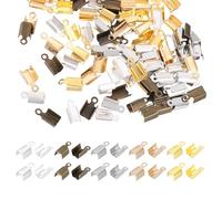 sourcing map Fold Over Cord End Crimps, 0.51 x 0.24 Inch Metal Ribbon Crimp End Caps Clasp Tips for DIY Leather Bracelet Jewelry Craft Connectors, Colorful, Pack of 1000