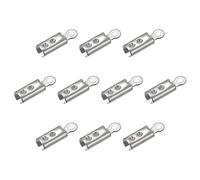 sourcing map Fold Over Cord Ends, 2mm Inner Dia. Terminators Crimp Cap Clasp Tips for Leather Ribbon Craft Making, DIY Necklace, Bracelet, Silver Tone, 100Pcs