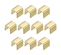 sourcing map Fold Over Crimp Caps, 200Pcs 4 x 3.7mm Ribbon Crimp Ends Clasp Tips Leather Clips for Jewelry DIY Craft Making, Gold Tone