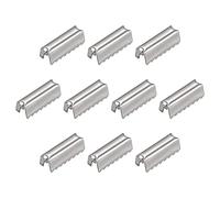 sourcing map Fold Over Crimp End Caps, 100Pcs 12mm x 3.5mm Ribbon Crimp End Fasteners for Leather Decoration DIY Accessories, Silver Tone