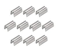 sourcing map Fold Over Crimp End Caps, 100Pcs 12mm x 5mm Ribbon Crimp End Fasteners for Leather Decoration DIY Accessories, Silver Tone