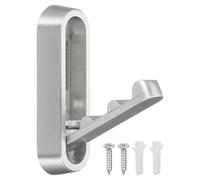 sourcing map Foldable Wall Hooks, Aluminum Alloy Heavy Duty Wall Mounted Folding Coat Hooks with Mounting Accessories Space-Saving for Hanging Coat Towels Hat Bags, Oval, Brushed Nickel