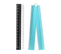 sourcing map Folding and Straight Ruler Kit 30/15cm Metric Aluminum Alloy Plastic Protractor Foldable Angle Ruler for Home Classroom Office, Light Blue