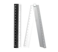 sourcing map Folding and Straight Ruler Kit 30/15cm Metric Aluminum Alloy Plastic Protractor Foldable Angle Rulers for Home Classroom Office, Gray