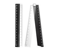 sourcing map Folding and Straight Ruler Kit 30/15cm Metric Aluminum Alloy Plastic Protractor Foldable Angle Ruler for Home Classroom Office, Clear Black