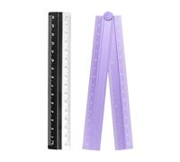 sourcing map Folding and Straight Ruler Kit 30/15cm Metric Aluminum Alloy Plastic Protractor Foldable Angle Ruler for Home Classroom Office, Purple