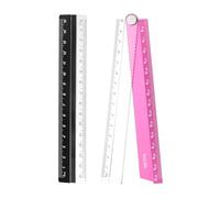 sourcing map Folding and Straight Ruler Kit 30/15cm Metric Aluminum Alloy Plastic Protractor Foldable Angle Ruler for Home Classroom Office, Rose