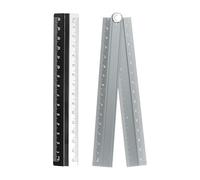 sourcing map Folding and Straight Ruler Kit 30/15cm Metric Aluminum Alloy Plastic Protractor Foldable Angle Ruler for Home Classroom Office, Gray