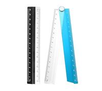 sourcing map Folding and Straight Ruler Kit 30/15cm Metric Aluminum Alloy Plastic Protractor Foldable Angle Ruler for Home Classroom Office, Dark Blue