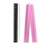 sourcing map Folding and Straight Ruler Kit 30/15cm Metric Aluminum Alloy Plastic Protractor Foldable Angle Ruler for Home Classroom Office, Light Pink