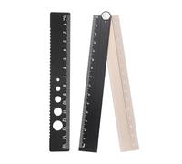 sourcing map Folding and Straight Ruler Kit 30/15cm Metric Aluminum Alloy Protractor Foldable Angle Wave Edge Ruler with Hollow Circle for Home Classroom Office, Black-Gold