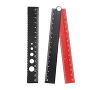 sourcing map Folding and Straight Ruler Kit 30/15cm Metric Aluminum Alloy Protractor Foldable Angle Wave Edge Ruler with Hollow Circle for Home Classroom Office, Black-Red
