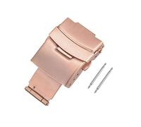 sourcing map Folding Push Button Quick Release Watch Deployment Clasp Buckle for 20mm Metal Watchband Gold Pink