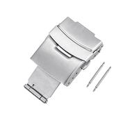 sourcing map Folding Push Button Quick Release Watch Deployment Clasp Buckle for 22mm Metal Watchband Silver Tone