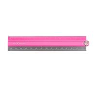 sourcing map Folding Straight Ruler 30cm Metric Aluminum Alloy Ruler with Angle Line Geometric Measuring Tool for Children Architects Study Classroom Office, Hot Pink