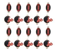 sourcing map Football Charm for Jewelry Making, 28mm 22mm Enamel Alloy Rugby Ball Helmet Game Sports Charm Pendants for Bracelet Necklace Earrings DIY Crafts,Pack of 20,Black Red,Red Line Black