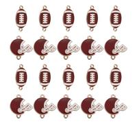 sourcing map Football Charm for Jewelry Making, 28mm 22mm Enamel Alloy Rugby Ball Helmet Game Sports Charm Pendants for Bracelet Necklace Earrings DIY Crafts,Pack of 20,Dark Brown
