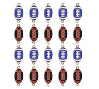 sourcing map Football Charm for Jewelry Making, 28mm Enamel Alloy Rugby Ball Game Sports Charm Pendants for Bracelet Necklace Earrings DIY Crafts,Pack of 20,Dark Blue,Red Line Black