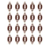 sourcing map Football Charm for Jewelry Making, 28mm Enamel Alloy Rugby Ball Game Sports Charm Pendants for Bracelet Necklace Earrings DIY Crafts,Pack of 20,Dark Brown